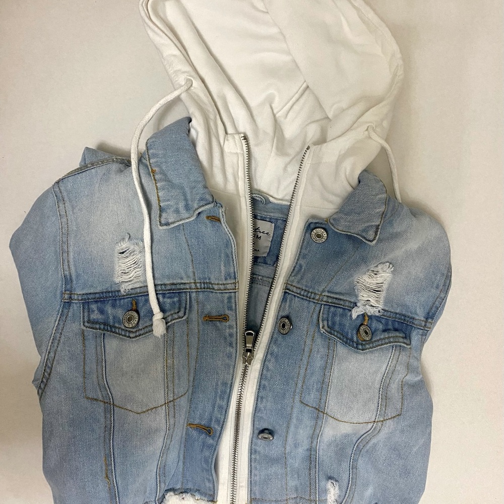 Love Tree Denim Sweatshirt Hooded Jacket - Picture 2 of 6